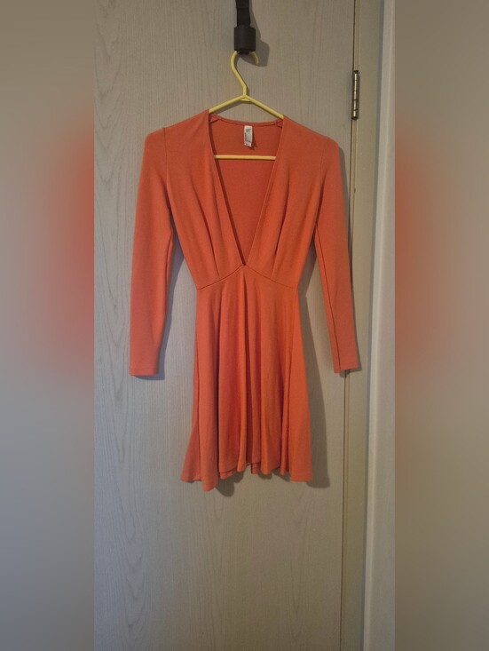 American Apparel Dresses & Skirts - American Apparel Deep V Skater Dress | XS | Coral Orange